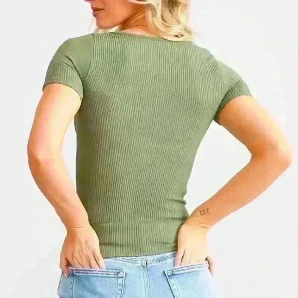 🆕 NWT- Free People Intimately Recycled Baby Tee Green Short Sleeve Top XS/S - Picture 2 of 4